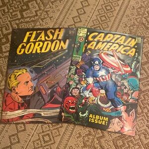 Marvel Captain America & Flash Gordon embossed Tin Metal SIGNS comic book